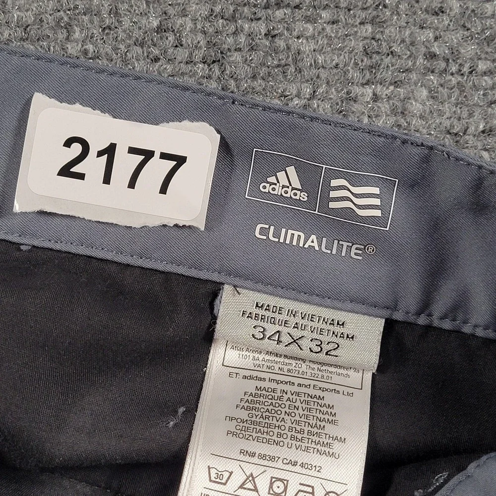 Adidas Pants Mens 34x32 Gray Climalite Golf Performance Moisture Wicking AE7006